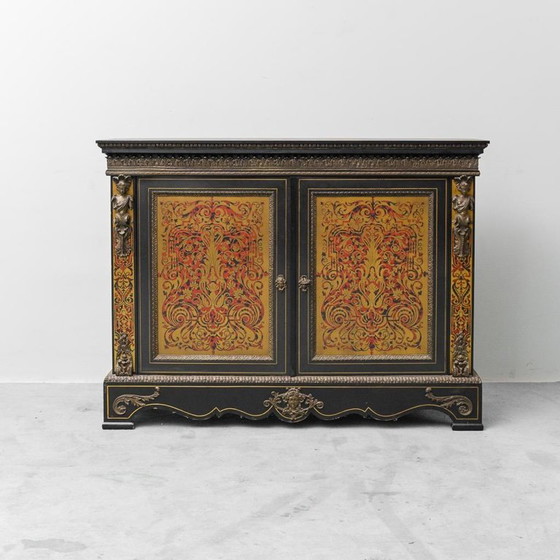 Image 1 of VINTAGE FRENCH RENAISSANCE STYLE BOULLE SIDEBOARD HAND PAINTED 19TH CENTURY