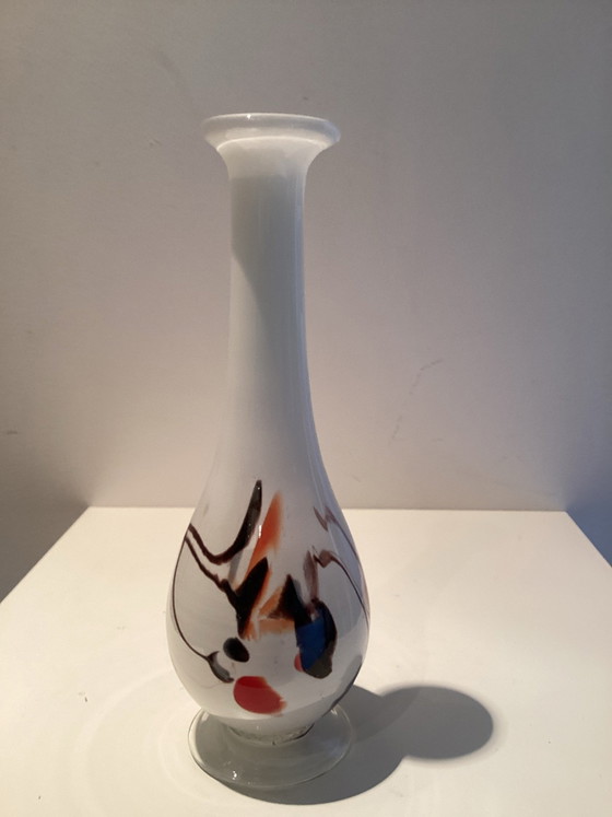Vintage mundgeblasene Vase aus weißem | Vasen gebraucht