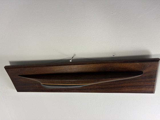 Image 1 of Decorazione da parete vintage a forma di mezza barca in legno massello