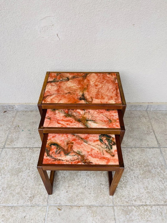 Image 1 of Set of 3 Scandinavian nesting tables in teak, 1960