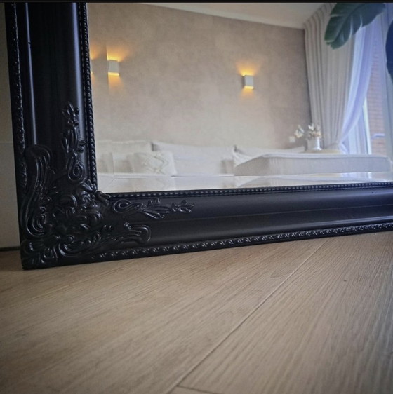 Image 1 of Grand miroir noir à facettes