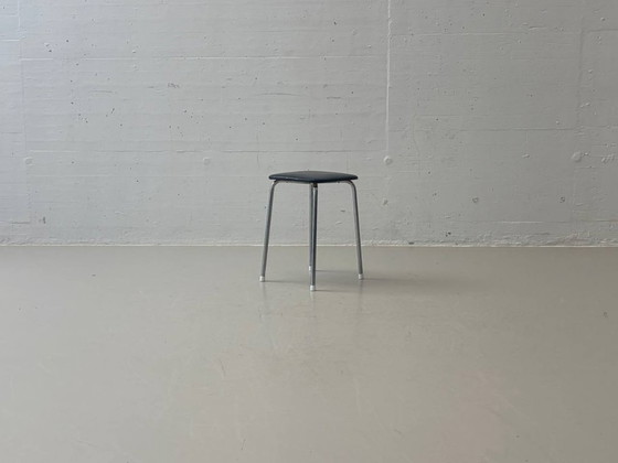 Image 1 of Tabouret Kelko avec assise en similicuir noir, années 1960