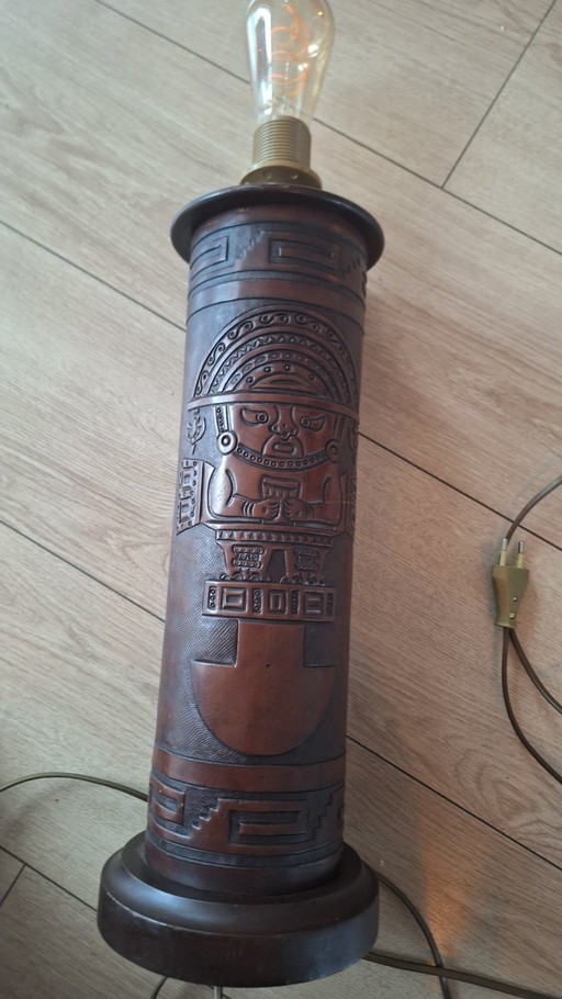 Vintage Mid-Century Modern Leather Table Lamp