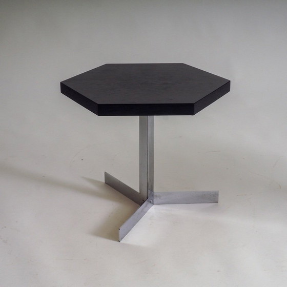Image 1 of Set of 2 Octagonal Black & White Side Tables