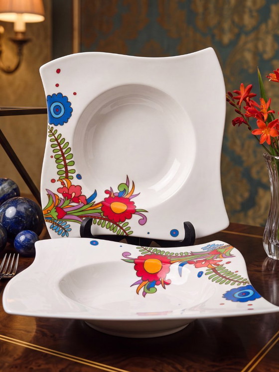 Image 1 of 2x Acapulco New Wave Villeroy & Boch, Large Deep Plate 27x27cm.