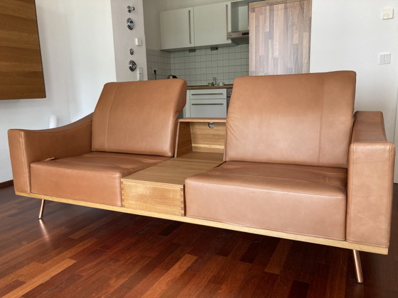 Image 1 of Divano in pelle "Deep Space" di Brühl & Sippold, marrone chiaro/beige, due posti