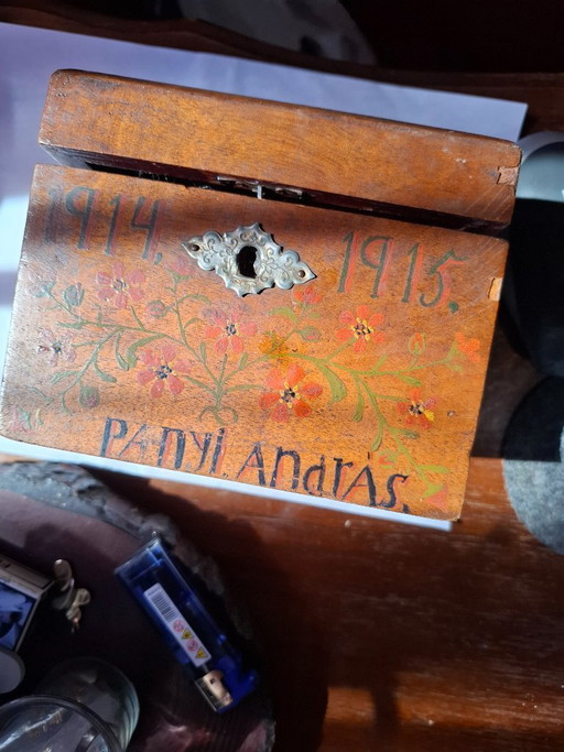 Antique WWI Austro-Hungarian Folk Art Wooden Keepsake Box (1914–1915)