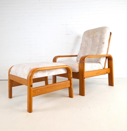 Fauteuil Vintage en Teck Avec Repose-pieds Design Danois Années 70