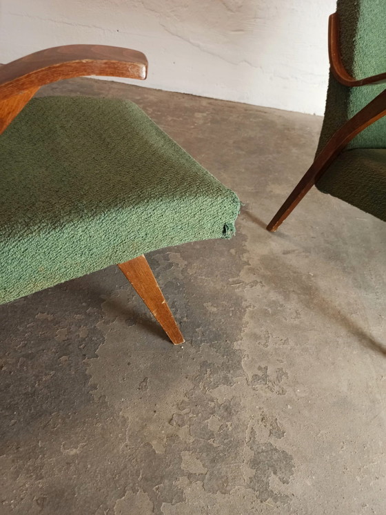 Ensemble de 2 fauteuils tchèques du milieu du siècle – Textile, Wood (photo 10 of 15)