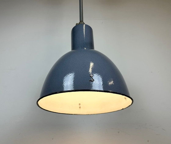Image 1 of Industriële plafondlamp van grijs emaille van Elektrosvit, jaren 50