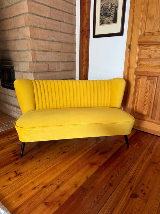 Mid-Century Gele Fluweel Bankstel, jaren 50 – Mid Century Modern (photo 3 of 10)