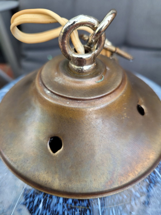 Lampada a sospensione in vetro di Murano soffiato a mano, viola/bianco, vintage anni '70 (photo 8 of 11)
