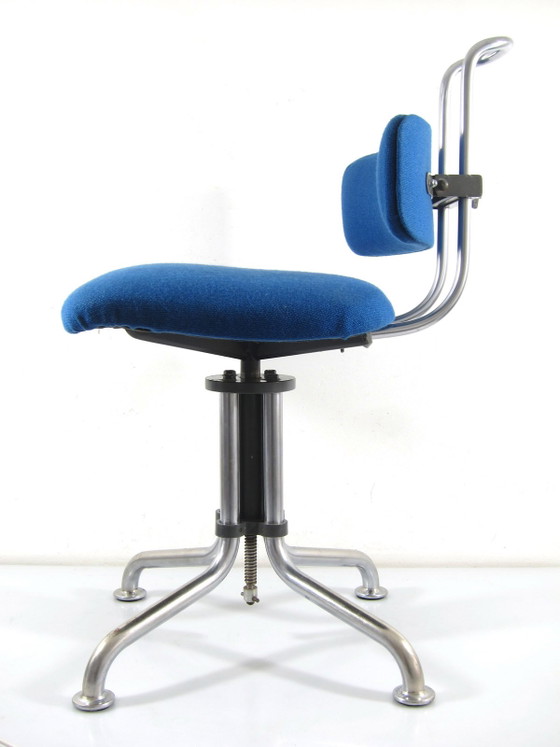 Sedia da scrivania Gispen vintage blu anni '30 – Zona salotto, Metallo (photo 4 of 11)