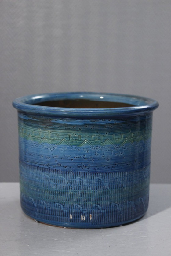 Image 1 of Grand cache pot Rimini Blu céramique vintage style Aldo Londi Bitossi 1970s