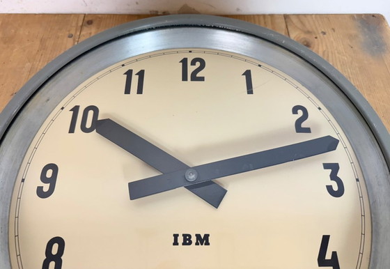 Image 1 of Grey Industrial Factory Wall Clock from IBM, 1950s