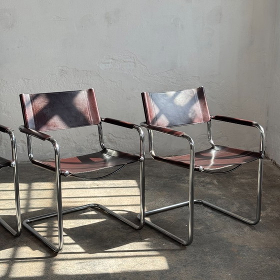 Image 1 of Set of 4 MG5 Leather Chairs by Matteo Grassi, 1970