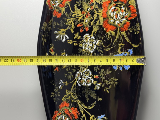 Image 1 of Longwy, handbemalte 50 cm Keramik-Tischaufsatzschale, Frankreich, Mitte des 20. Jahrhunderts
