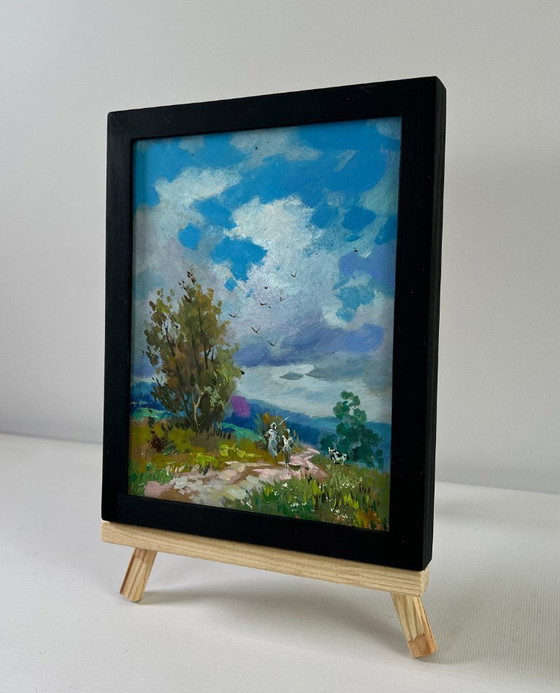 Image 1 of Original Oil Painting Summer Nature Landscape Path to the sky