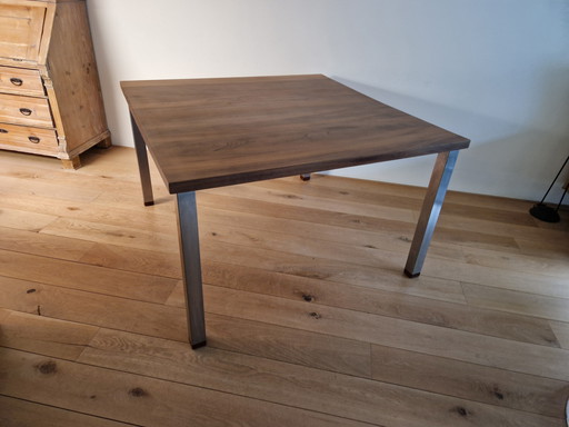 1x Table de salle à manger avec plateau en bois dur de 4 cm d'épaisseur