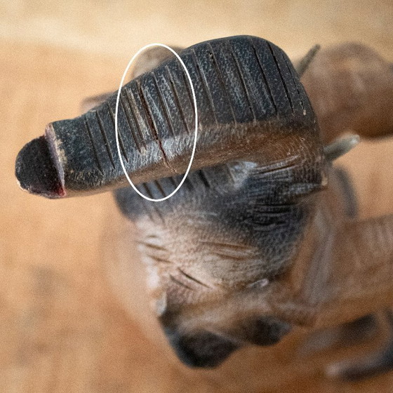 Image 1 of Vintage hand-carved circus elephant figurine: handmade animal sculpture