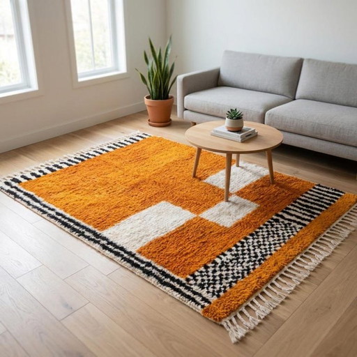 Tappeto arancione fatto a mano proveniente dai monti dell'Atlante, 250 cm x 150 cm – vloerkleden en tapijten, Wool