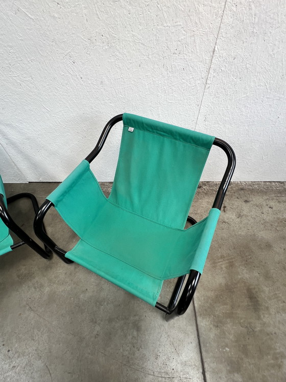 Image 1 of Zwei dänische Vintage-Sessel, Xcol, schwarzer Stahl mit grünem Stoff, 1980er Jahre