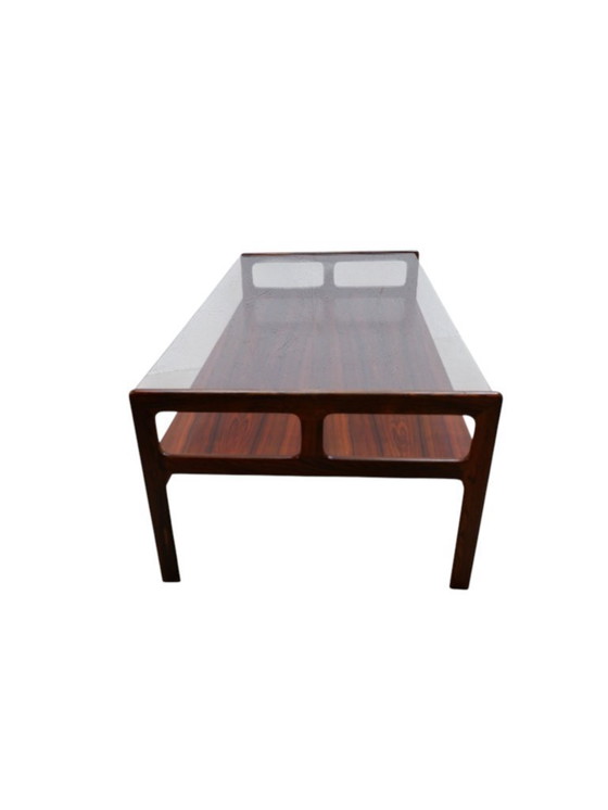 Image 1 of Rosewood coffee table with glass top, 1970s