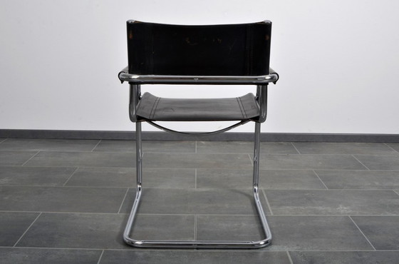 Image 1 of Set van 8 Matteo Grassi MG5 zwarte tuigleren buisframe stoelen