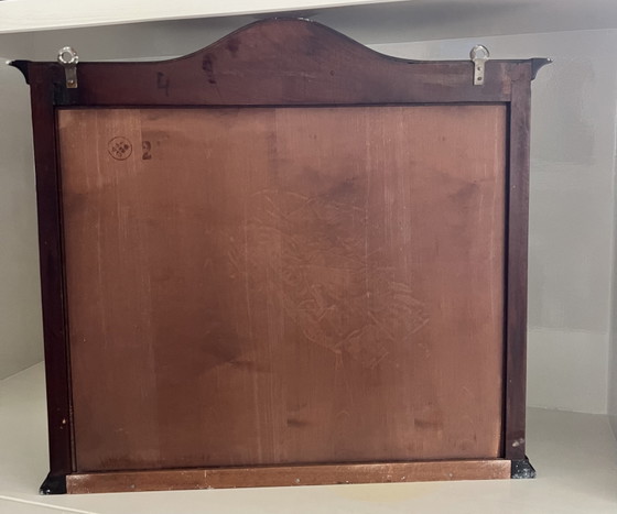 Image 1 of Vitrina de pared con sello original de taller danés y número de inspección.