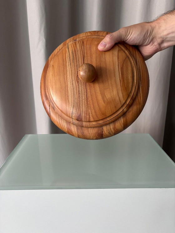 Houten schaal met deksel, bruin, Schalen, Vintage (foto 6 van 10)