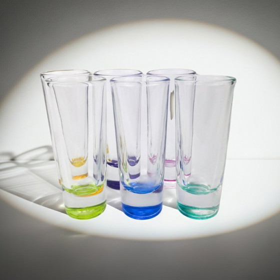 Image 1 of Set vintage di 6 bicchierini da shot Crisa Libbey - colorati