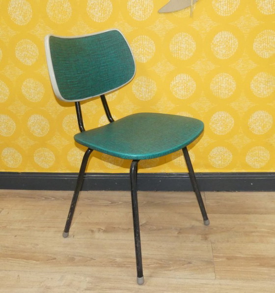 Image 1 of Chaise de cuisine des années 1960 + tabouret Métal style industriel