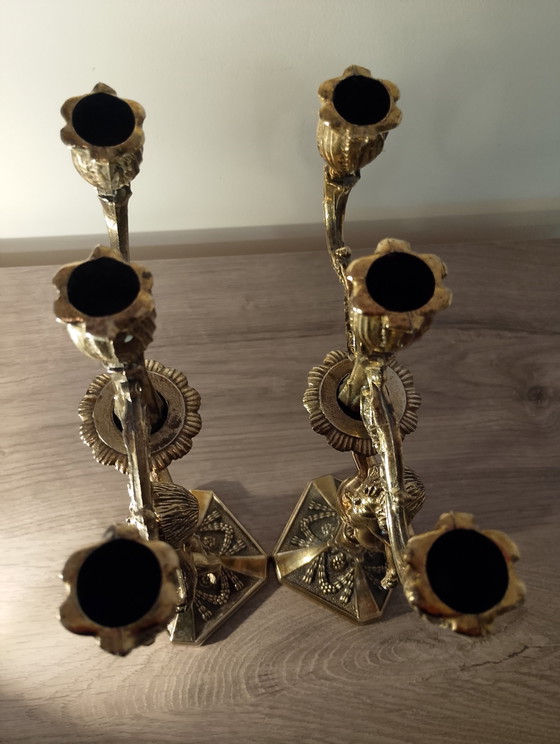 Image 1 of Candélabres au putti en bronze style Louis XVI 19e époque Napoléon France