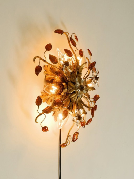Image 1 of Très belle lampe de plafond ou applique murale plaquée or des années 1960, de Banci Firenze, Italie