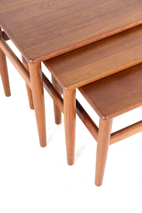 Set of 3 Danish Nesting Tables Side Tables Solid Teak Vintage Restored – Wood (photo 13 of 19)