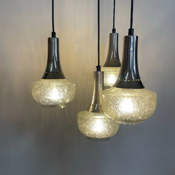 Image 1 of Suspension vintage unique RAAK Amsterdam – verre à bulles d'air, années 1960