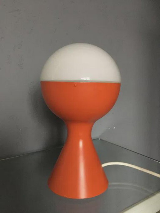 Lampe de table Space Age Egon Hillebrand, base orange, abat-jour blanc, années 1960