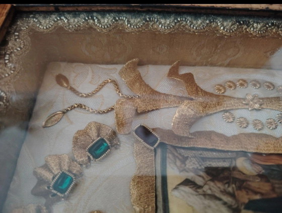 Image 1 of Votief plaquette, 3D vintage klooster handgemaakt door Benedetto Bonfigli, Religieuze volkskunst