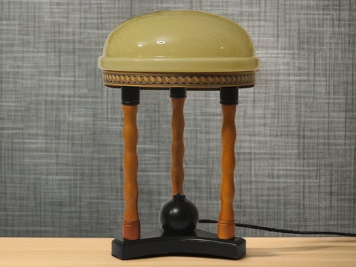 Tischlampe aus Holz, Temde-Leuchten 1980er Jahre