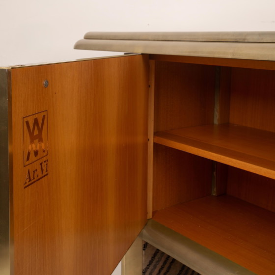 Sideboard aus Pergament und Missoni-Stoff von Angelo Mazzola für Salpol, 1980 – Martin, Wood, Metal (photo 17 of 26)