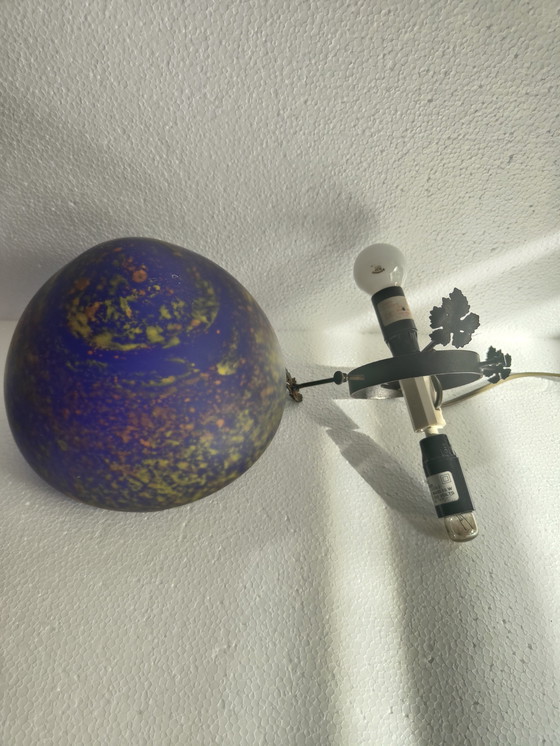 Image 1 of Ambachtelijke mushroom glaspasta lamp blauw volglas