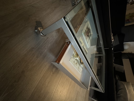 Design salontafel op wielen met lade – Desalto, Glass, Metal (photo 12 of 15)