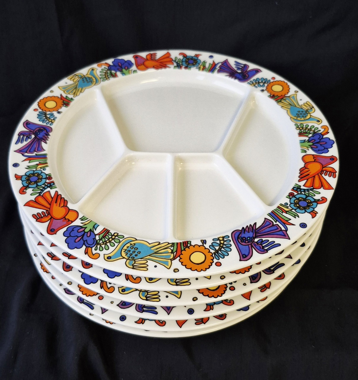 Acapulco Villeroy & Boch 6 assiettes à fondue logo bleu