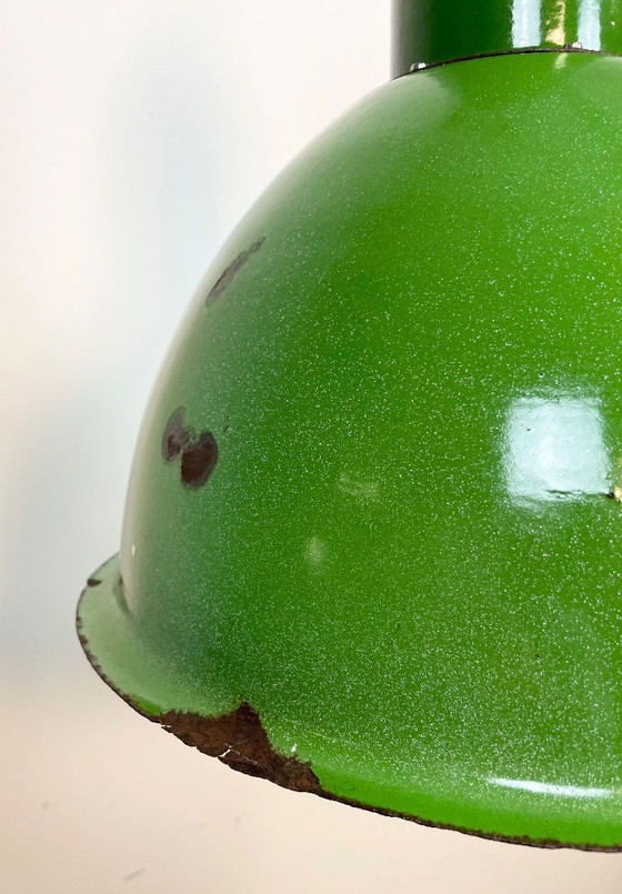 Image 1 of Industrial Soviet Green Enamel Pendant Lamp, 1960s