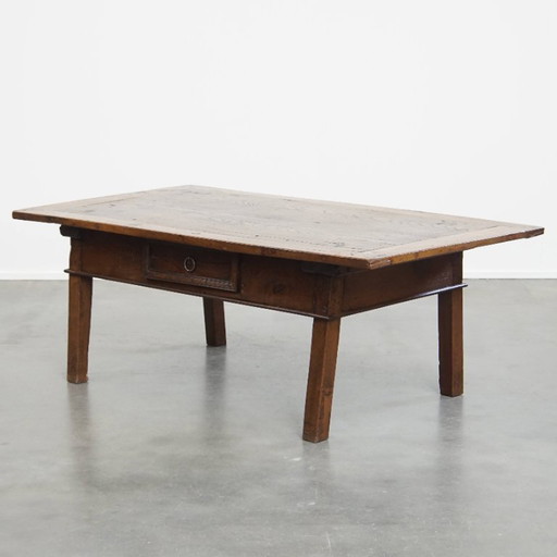 Antique South European Chestnut Coffee Table From The 18th Century With A Drawer