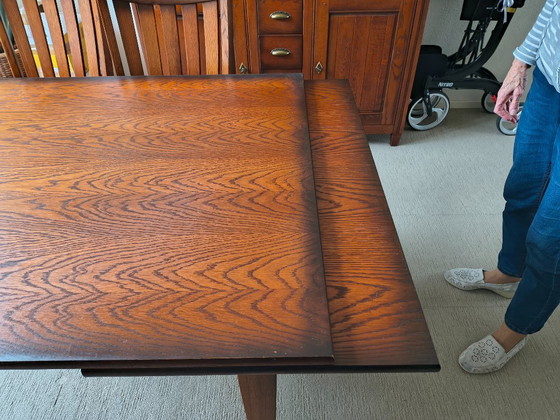 Wooden dining table, extendable, Brown, Klassiek (photo 4 of 5)