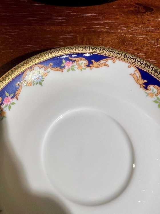 Image 1 of Servizio da caffè vintage per 6 persone, blu cobalto con bordo in oro 14k, condizioni eccellenti, della manifattura di porcellan