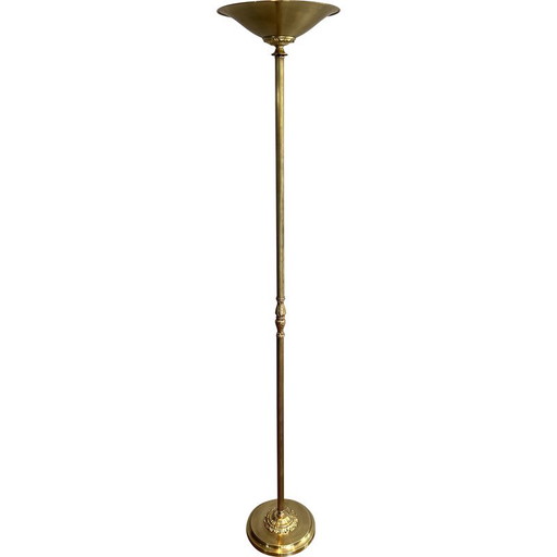 Vintage messing vloerlamp met verwijderbare reflector, Frankrijk 1970