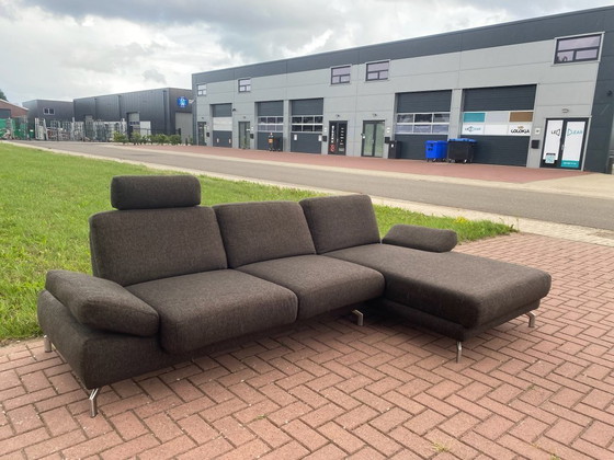 Image 1 of Sofá esquinero de tela marrón oscuro Henders & Hazel