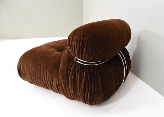 Image 1 of Silla Soriana en mohair marrón chocolate original de Tobia Scarpa para Cassina, Italia, circa 1960